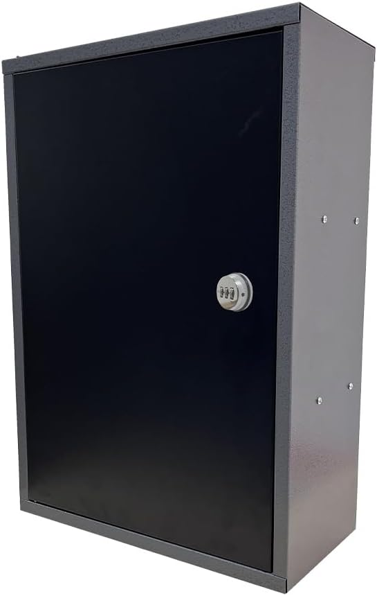JZD Metal Wall Cabinet with Digital Lock, Two Removable Shelves, for Garage Utility Room, 16.5"*8"*24"