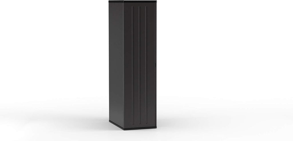 Suncast 19 Cubic Ft. Heavy-Duty Resin Cabinet with Lockable Handles, Multi-Wall Construction, and Metal-Reinforced Shelves for Basement, Utility Room and Garage Storage, Black, Made in the USA
