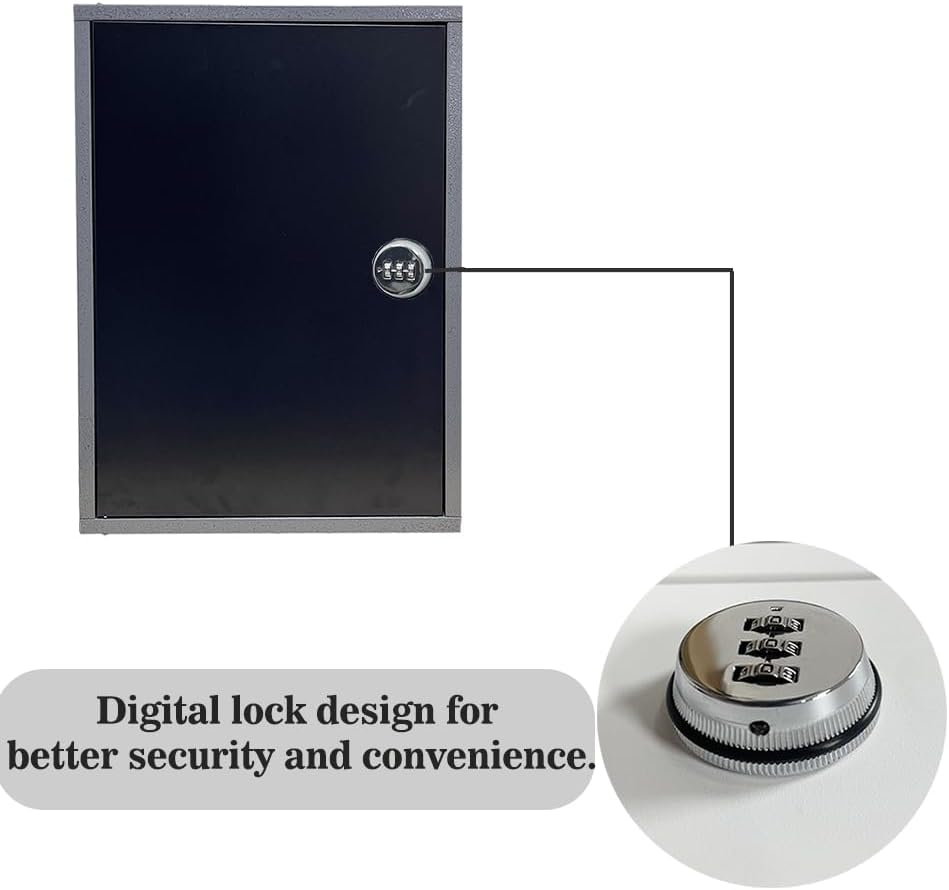 JZD Metal Wall Cabinet with Digital Lock, Two Removable Shelves, for Garage Utility Room, 16.5"*8"*24"