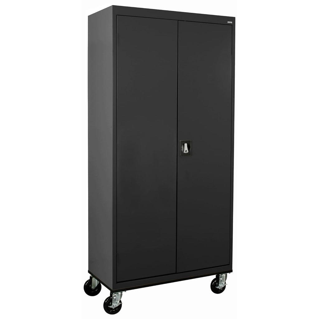 Sandusky Lee TA4R362472-09 Transport Series Mobile Storage Cabinet with Wheels, Adjustable Shelves, 230lb Capacity, 24" Depth x 36" Width x 78" Height, Black
