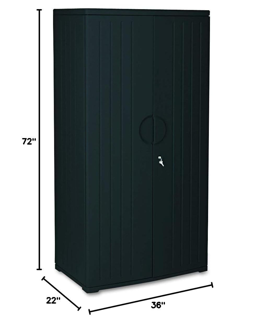 Iceberg Rough ‘N Ready Storage Cabinet – 72" Heavy-Duty Office Supply Organizer with 1 Fixed and 3 Adjustable Shelves, Lockable Doors, Black Finish – Industrial Utility Cabinet for Office or Garage
