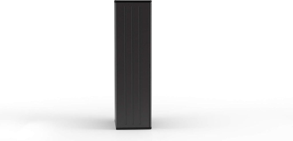 Suncast 19 Cubic Ft. Heavy-Duty Resin Cabinet with Lockable Handles, Multi-Wall Construction, and Metal-Reinforced Shelves for Basement, Utility Room and Garage Storage, Black, Made in the USA