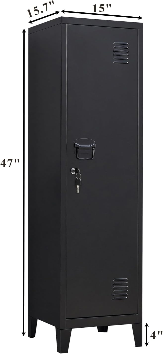 Metal Locker with Doors and Shelves, Locking Storage Cabinets for Small Spaces, Lockers for Employees, Lockable Storage Lockers for Office Garage School Gym
