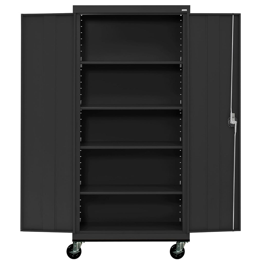 Sandusky Lee TA4R362472-09 Transport Series Mobile Storage Cabinet with Wheels, Adjustable Shelves, 230lb Capacity, 24" Depth x 36" Width x 78" Height, Black