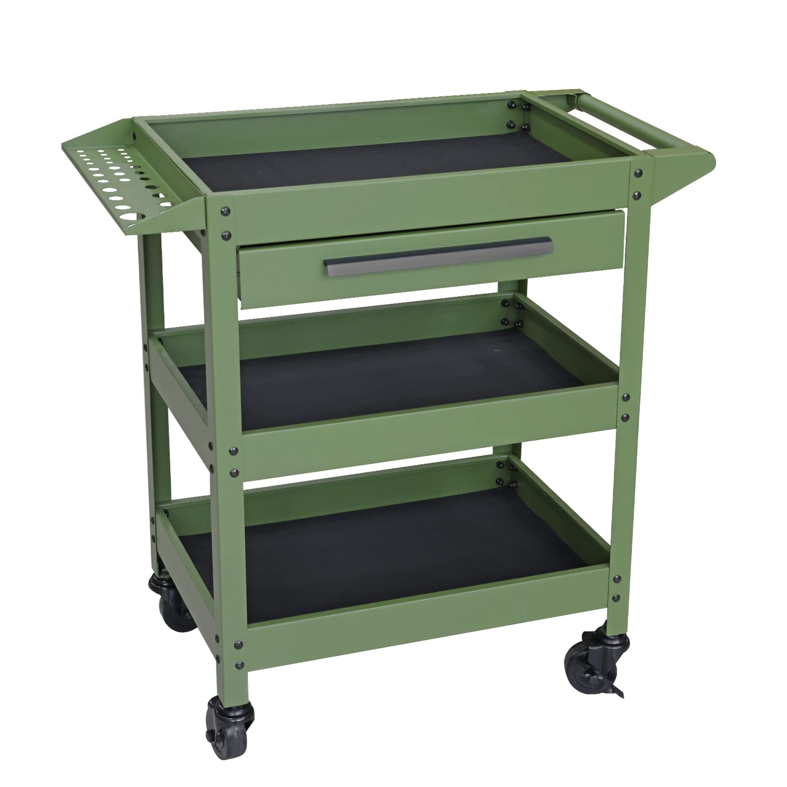 Torin APTC302B Steel Tool Service Push Cart with 3 Shelves and 200 lb Capacity, Red