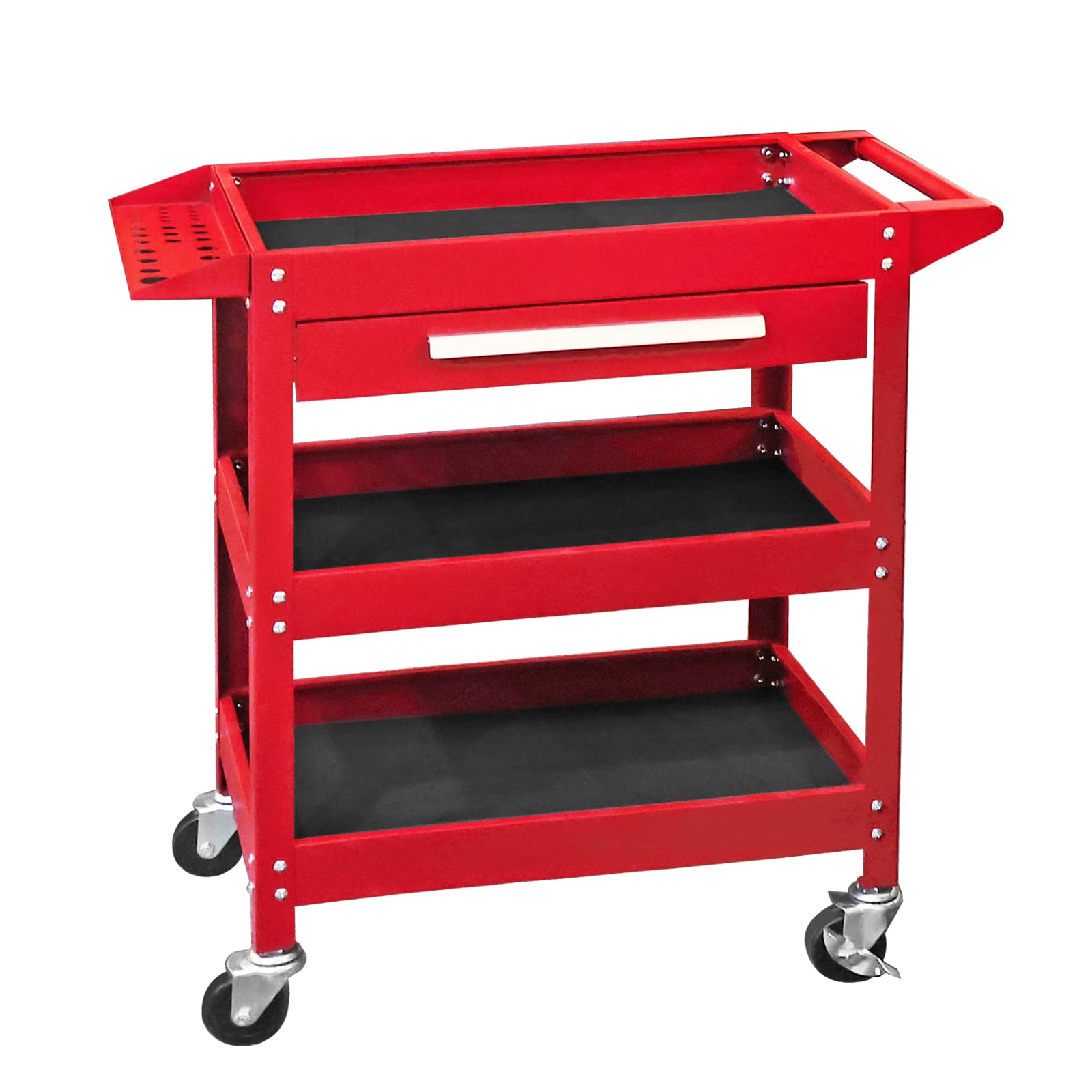 Torin APTC302B Steel Tool Service Push Cart with 3 Shelves and 200 lb Capacity, Red