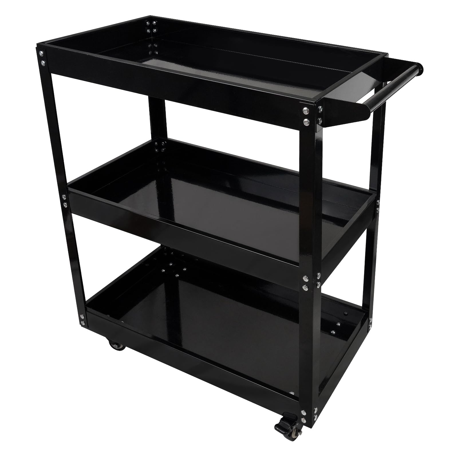BHB 3 Tier Rolling Tool Cart Box On Wheels with Lockable Drawer, Heavy Duty Capability Tool Cart for Mechanics, Large Storage Organizer Utility Cart, for Garage Warehouse Repair Shop, 350 Lbs Load