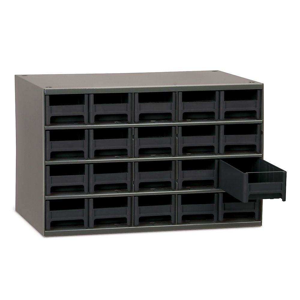 Akro-Mils Steel Garage Storage Cabinet, Small Parts Organizer Metal Cabinet for Hardware, Nails, Screws, Bolts, Nuts, and More, 17" W x 11" D x 11" H, 20-Drawer, Gray Cabinet/Gray Drawers (19320)