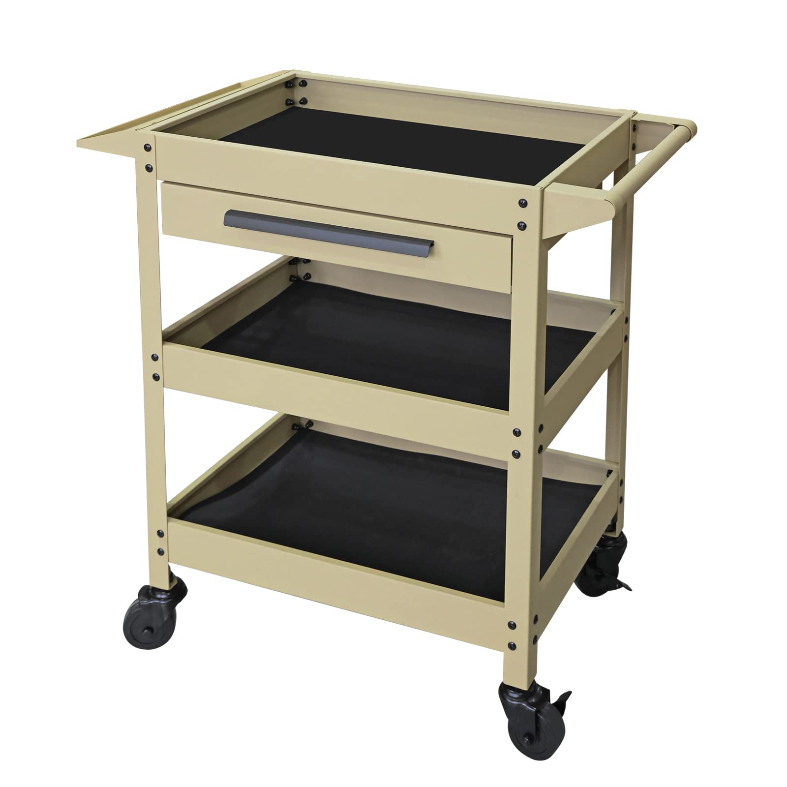 Torin APTC302B Steel Tool Service Push Cart with 3 Shelves and 200 lb Capacity, Red