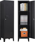 Metal Locker with Doors and Shelves, Locking Storage Cabinets for Small Spaces, Lockers for Employees, Lockable Storage Lockers for Office Garage School Gym