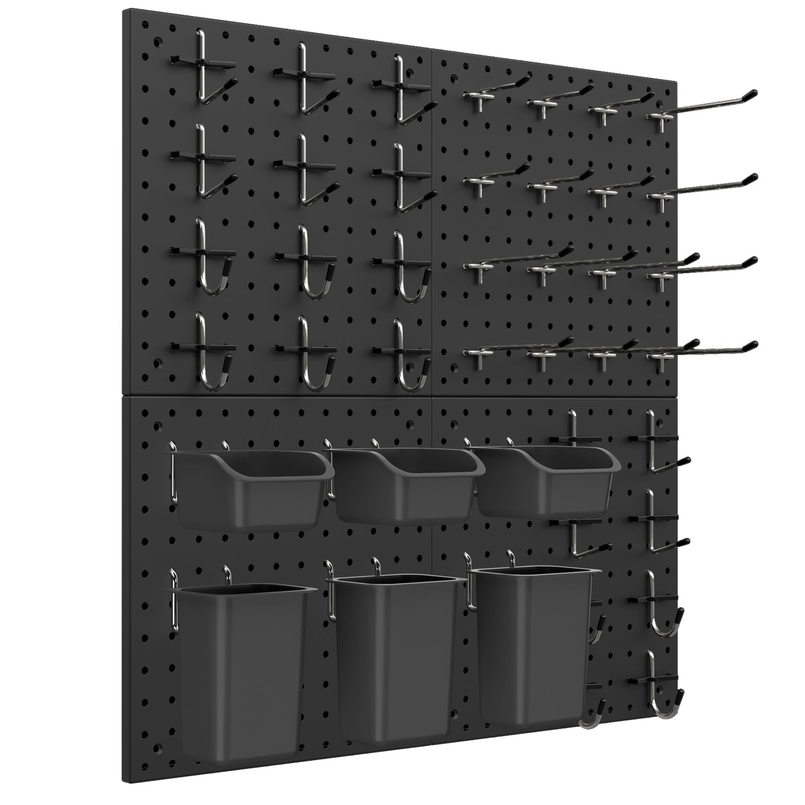 Peg Board Kit, Includes Pegboard and Accessories,with Hooks and Bins,Peg Board Wall Organizer for Office,Ornaments Display,Crafts Organization (129, Black)