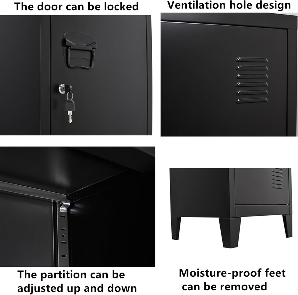 Metal Locker with Doors and Shelves, Locking Storage Cabinets for Small Spaces, Lockers for Employees, Lockable Storage Lockers for Office Garage School Gym