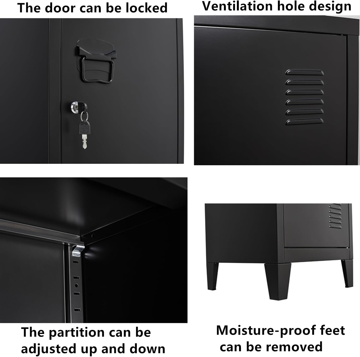 Metal Locker with Doors and Shelves, Locking Storage Cabinets for Small Spaces, Lockers for Employees, Lockable Storage Lockers for Office Garage School Gym