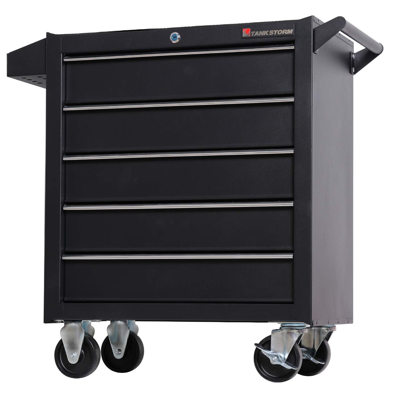 5-Drawer Rolling Tool Chest with Wheels, Heavy Duty Lockable Metal Tool Cabinet, Rolling Tool Box Organizer for Garage, Workshop, Repair Shop, Black