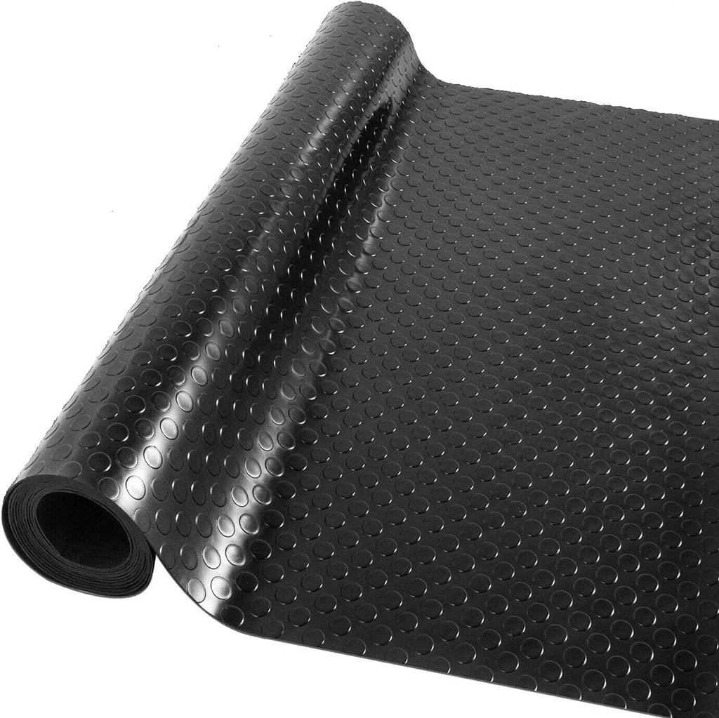 Baoz Garage Floor Rubber Mat 16.4x3.3ft Anti-Slip Rubber Floor Protector Heavy Duty Coin-Grip Rubber Flooring Rolls Parking Mats for Industry Garage Home Gym, 3mm Thick Black