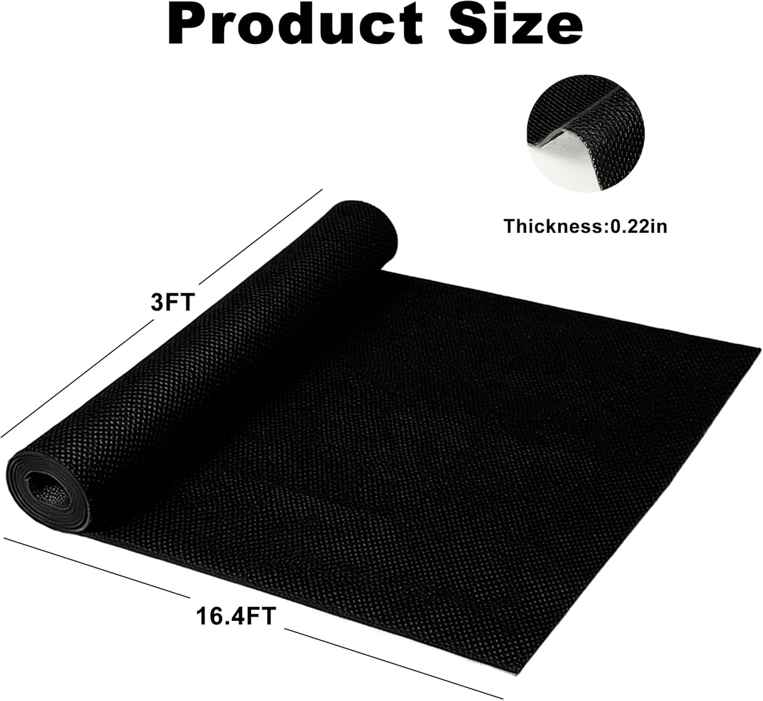 Commercial PVC Drainage Floor Mat Heavy Duty Non Slip Floor Matting with Drain Holes Wet Area Water Drain Flooring Mat for Bathroom Garage Swimming Pool Backyard Kitchen (Black, 3FTX16.4FT)