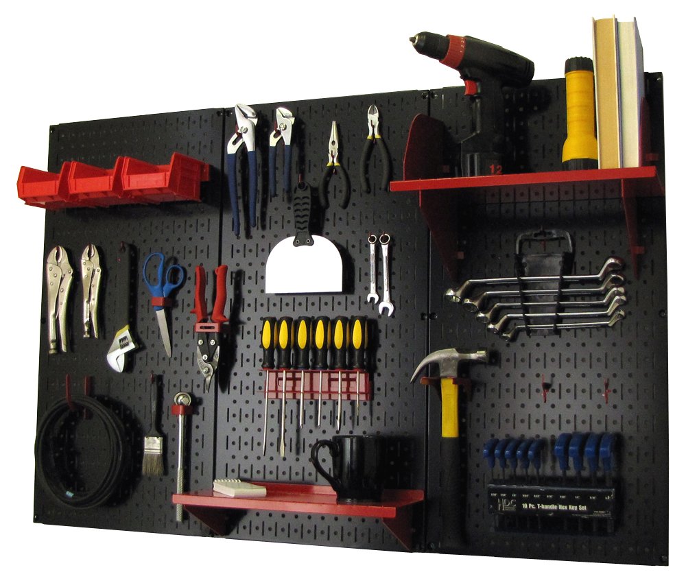 Wall Control Pegboard Organizer 4 ft. Metal Pegboard Standard Tool Storage Kit with Black Toolboard and Black Accessories
