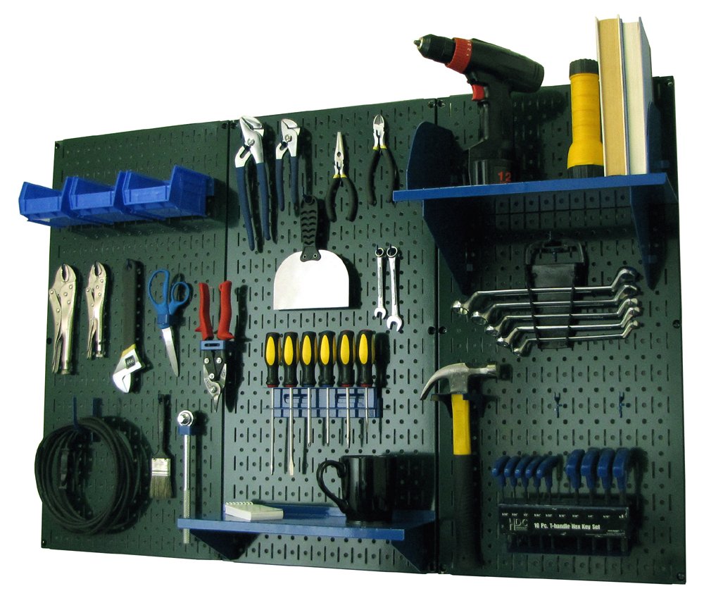 Wall Control Pegboard Organizer 4 ft. Metal Pegboard Standard Tool Storage Kit with Black Toolboard and Black Accessories