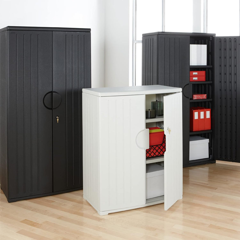 Iceberg Rough ‘N Ready Storage Cabinet – 72" Heavy-Duty Office Supply Organizer with 1 Fixed and 3 Adjustable Shelves, Lockable Doors, Black Finish – Industrial Utility Cabinet for Office or Garage