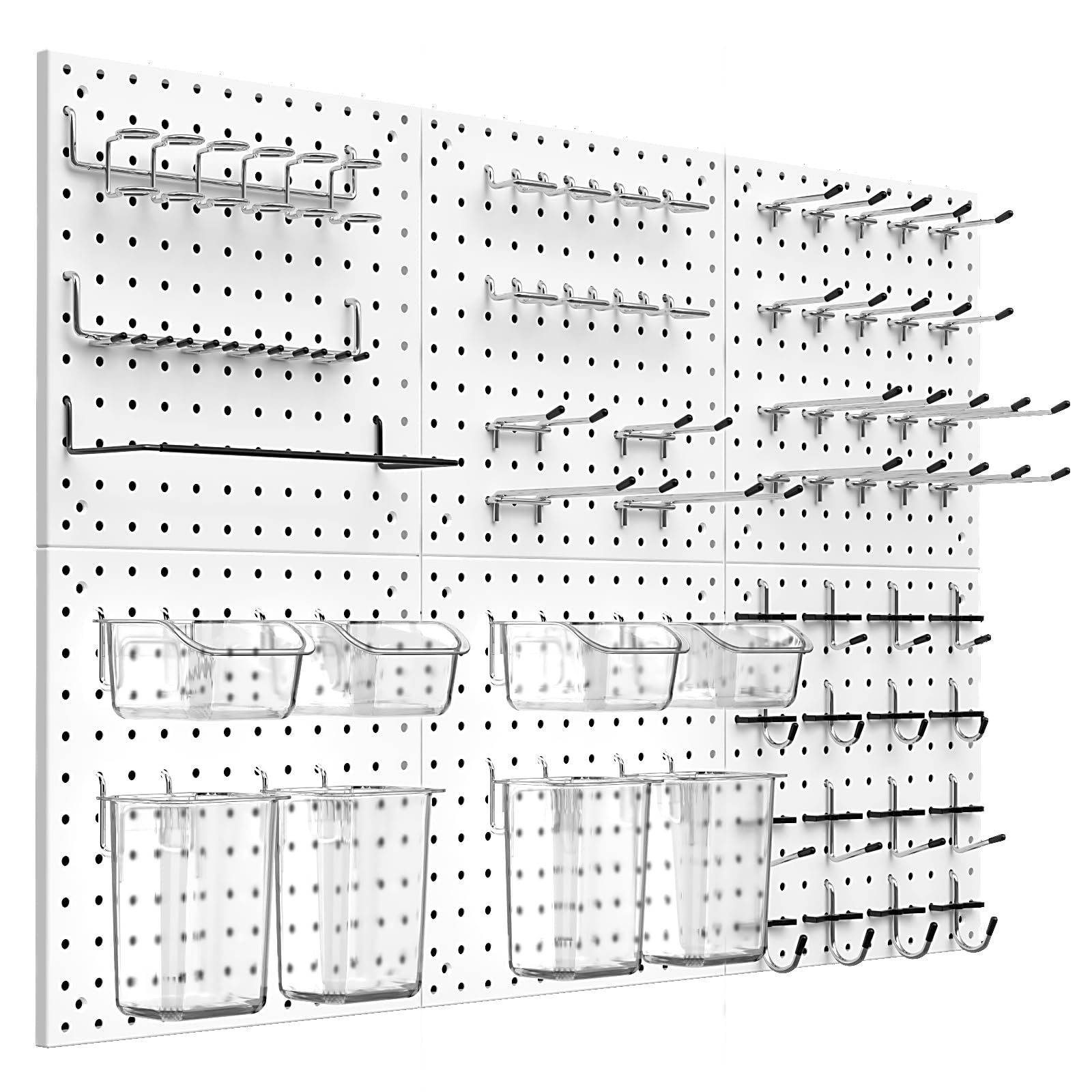 Peg Board Kit, Includes Pegboard and Accessories,with Hooks and Bins,Peg Board Wall Organizer for Office,Ornaments Display,Crafts Organization (129, Black)