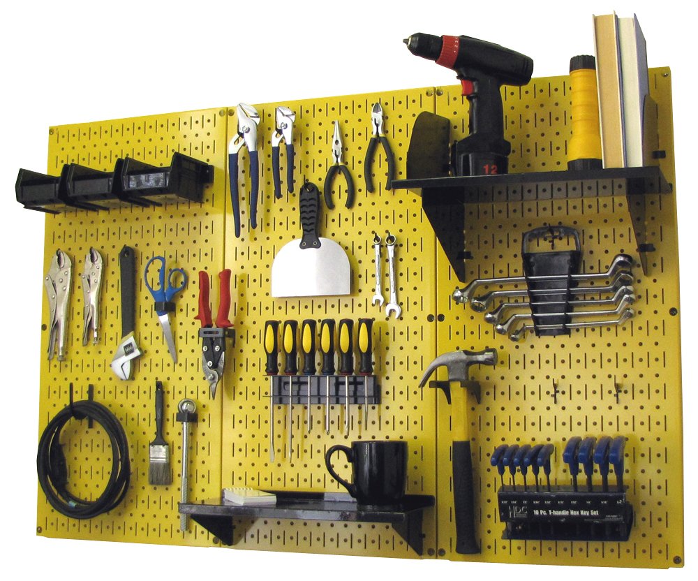 Wall Control Pegboard Organizer 4 ft. Metal Pegboard Standard Tool Storage Kit with Black Toolboard and Black Accessories