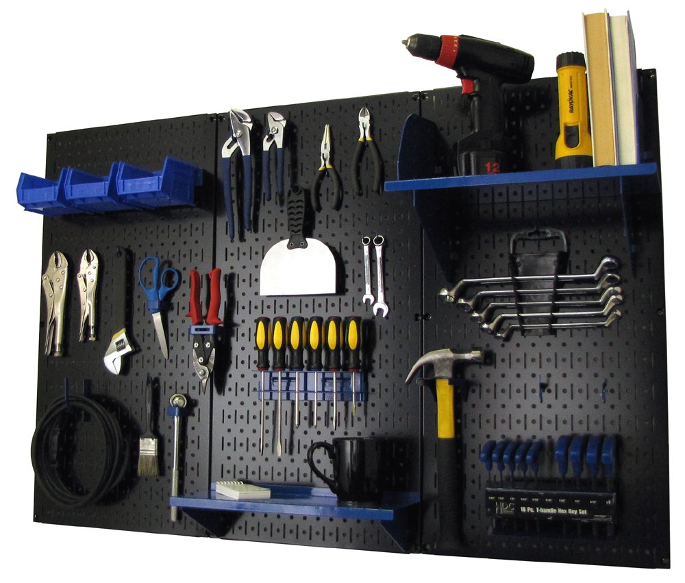 Wall Control Pegboard Organizer 4 ft. Metal Pegboard Standard Tool Storage Kit with Black Toolboard and Black Accessories