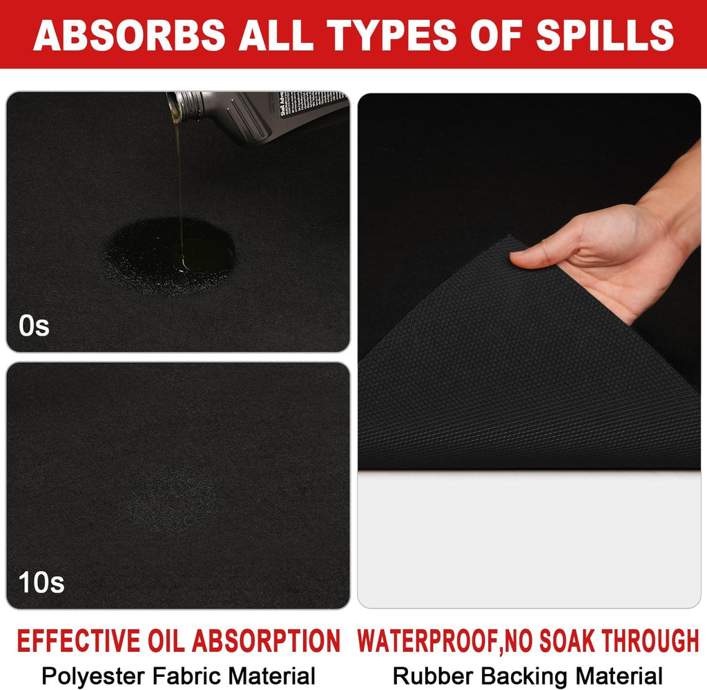 Heavy-Duty Garage Floor Mat 17' x 7'4" - Waterproof Garage Flooring for Cars & SUVs, Durable Garage Mats for Floor, Oil Spill Resistant Garage Pad, Under Car Mat, Garage Rug for Floor, Oil Change Mats