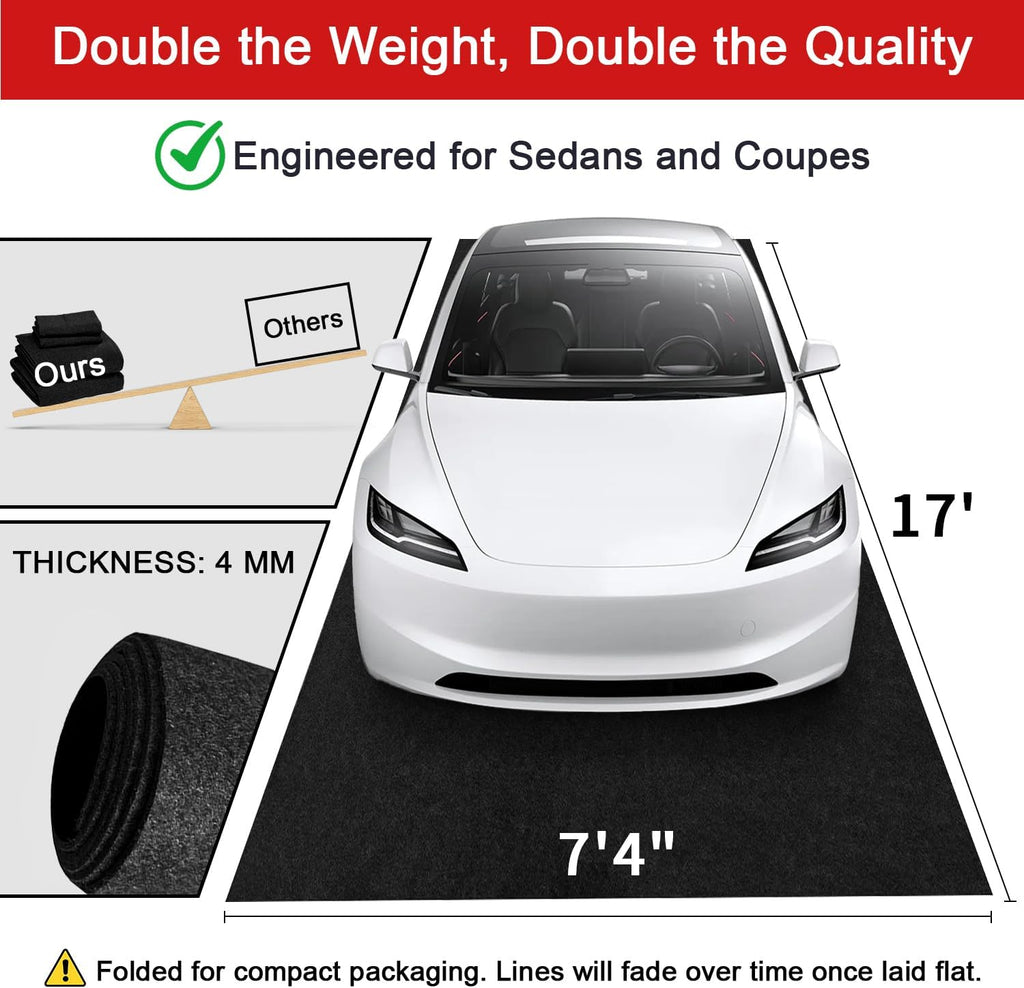 Heavy-Duty Garage Floor Mat 17' x 7'4" - Waterproof Garage Flooring for Cars & SUVs, Durable Garage Mats for Floor, Oil Spill Resistant Garage Pad, Under Car Mat, Garage Rug for Floor, Oil Change Mats
