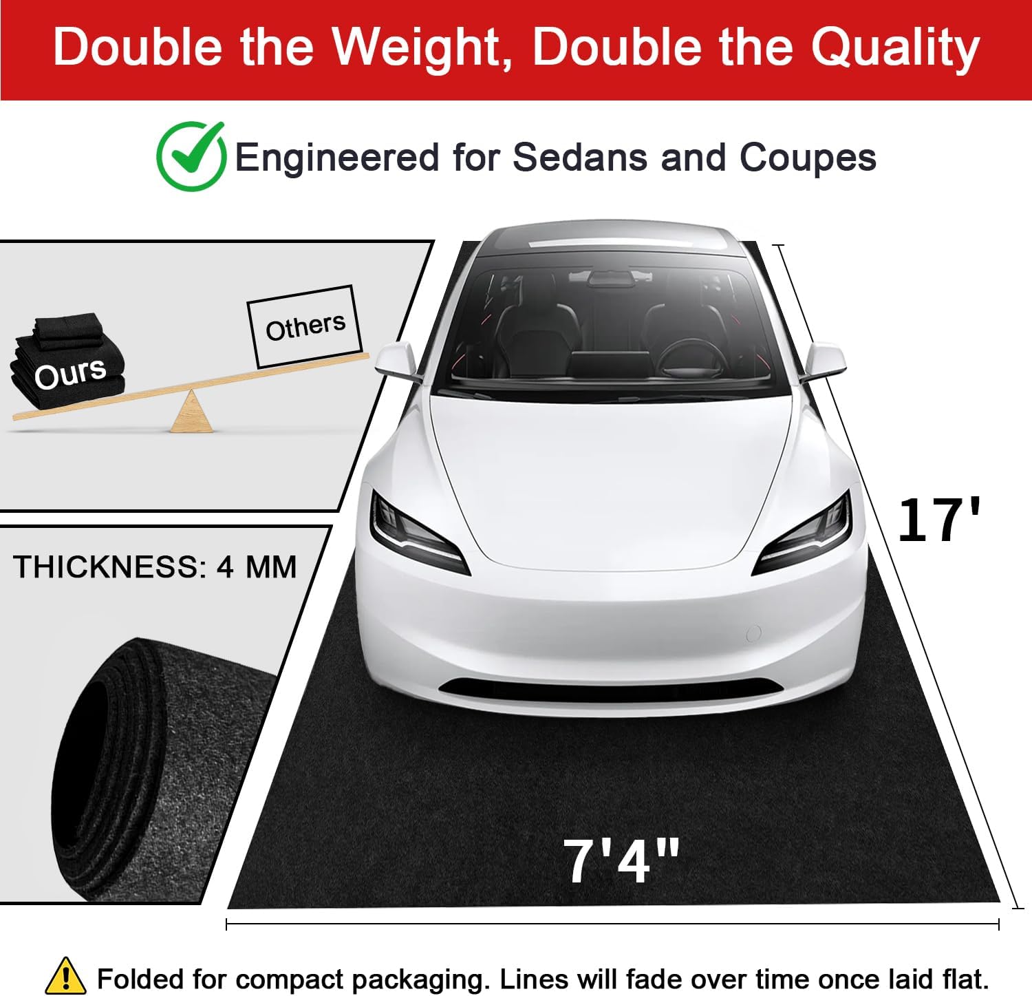 Heavy-Duty Garage Floor Mat 17' x 7'4" - Waterproof Garage Flooring for Cars & SUVs, Durable Garage Mats for Floor, Oil Spill Resistant Garage Pad, Under Car Mat, Garage Rug for Floor, Oil Change Mats
