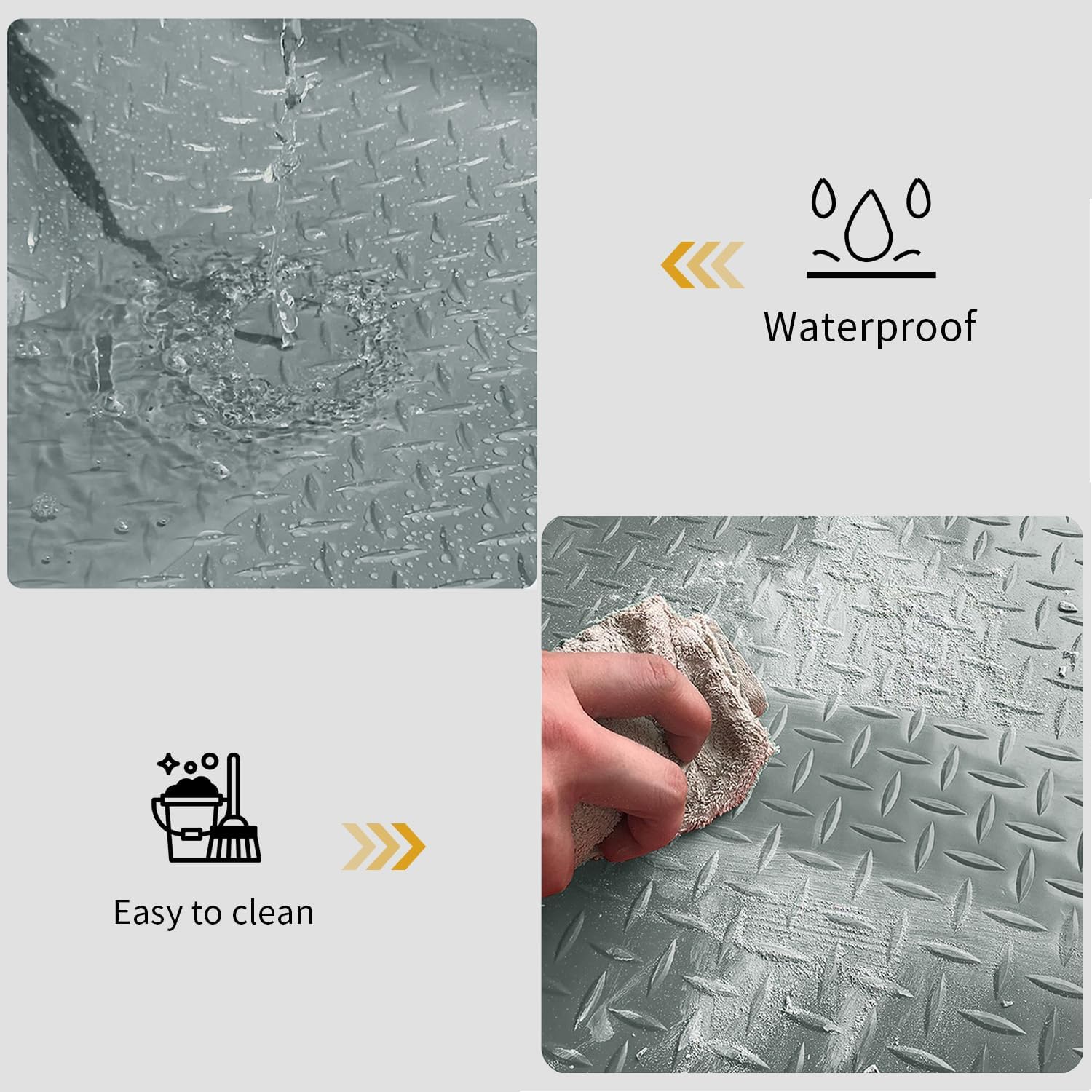 4x10FT Garage Floor Mat, Garage Floor Roll for Under Car, Golf Cart Parking Mat, Diamond Plate PVC Rubber Motorcycle Mat, Non-Slip Floor Protector for Garage Warehouse Trailer