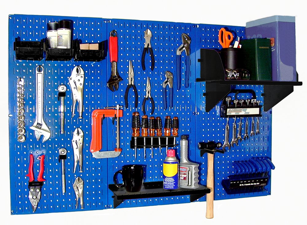 Wall Control Pegboard Organizer 4 ft. Metal Pegboard Standard Tool Storage Kit with Black Toolboard and Black Accessories