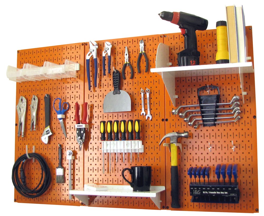 Wall Control Pegboard Organizer 4 ft. Metal Pegboard Standard Tool Storage Kit with Black Toolboard and Black Accessories