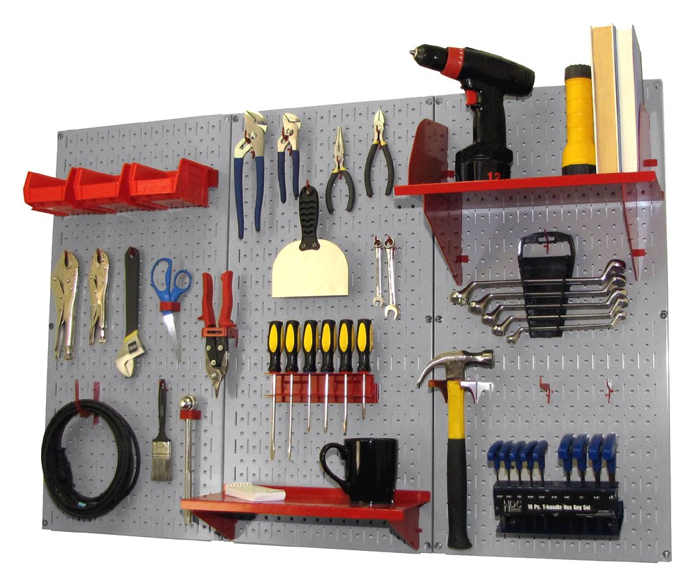 Wall Control Pegboard Organizer 4 ft. Metal Pegboard Standard Tool Storage Kit with Black Toolboard and Black Accessories