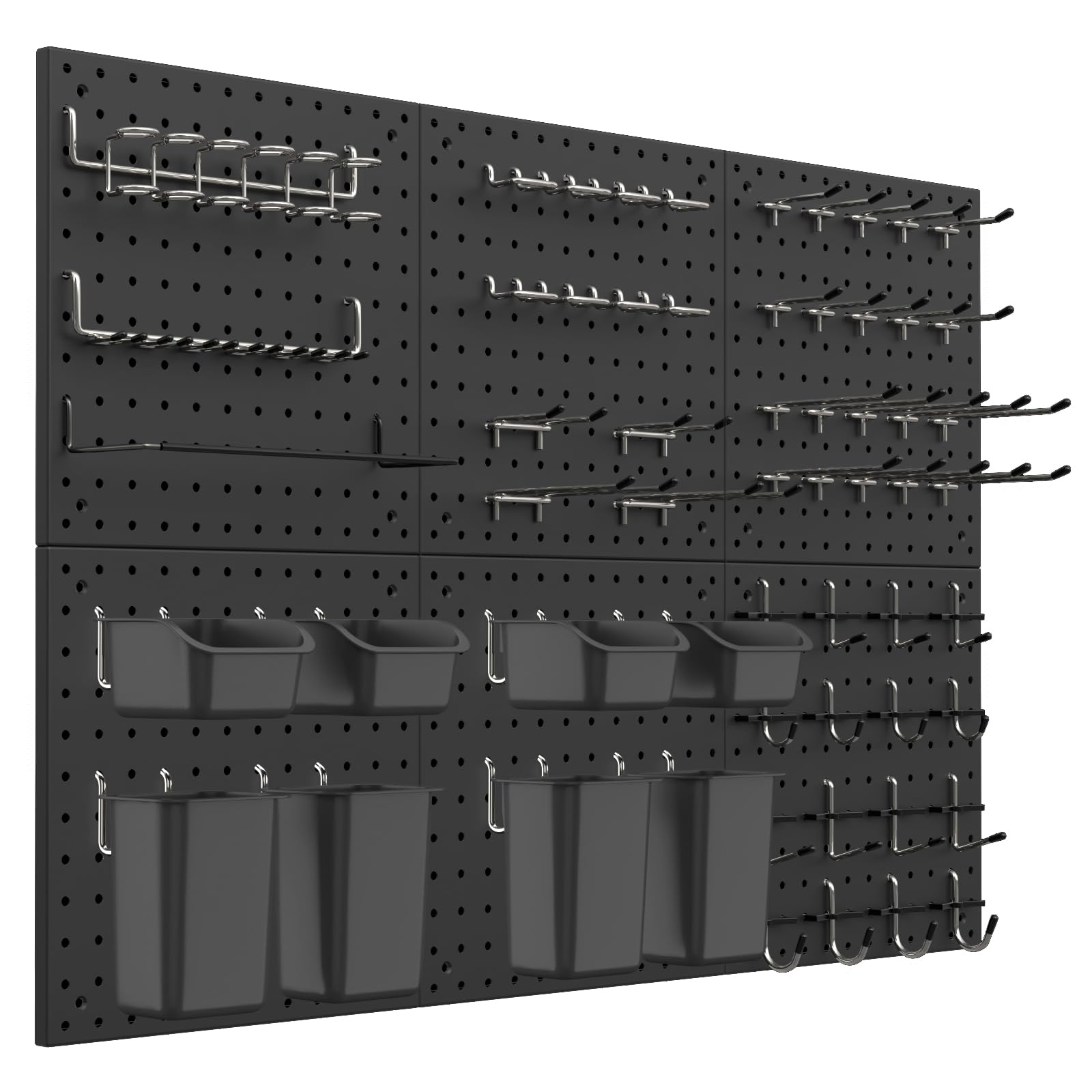 Peg Board Kit, Includes Pegboard and Accessories,with Hooks and Bins,Peg Board Wall Organizer for Office,Ornaments Display,Crafts Organization (129, Black)