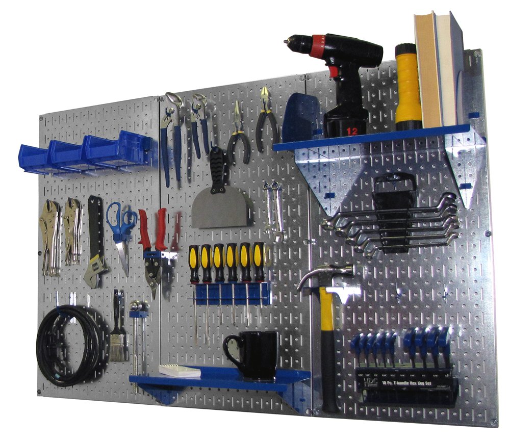 Wall Control Pegboard Organizer 4 ft. Metal Pegboard Standard Tool Storage Kit with Black Toolboard and Black Accessories