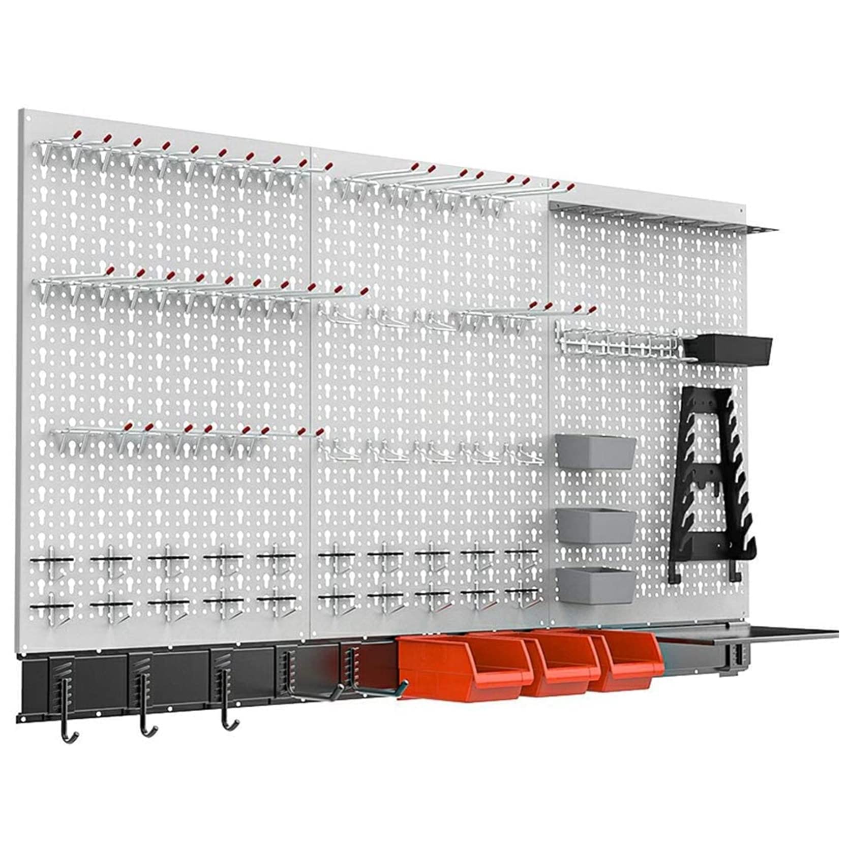 TORACK Metal Pegboard Wall Organizer System for Garage, 109PCS Kit with Pegboard Bins, Hooks, Peg Locks, Black Steel