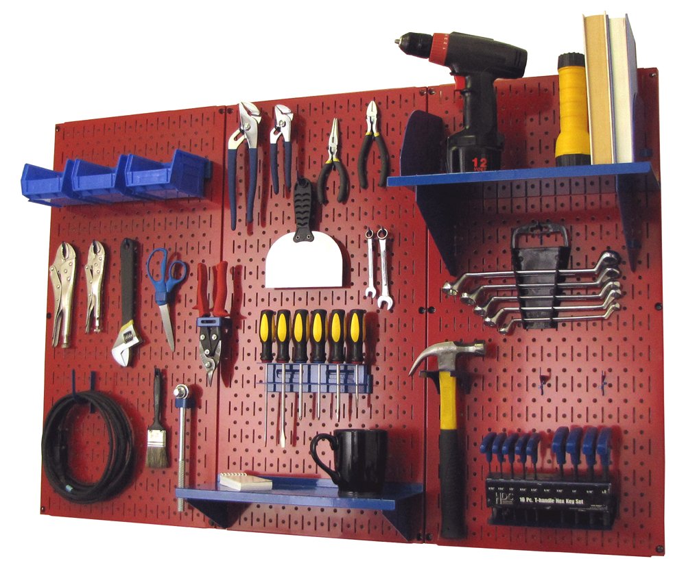 Wall Control Pegboard Organizer 4 ft. Metal Pegboard Standard Tool Storage Kit with Black Toolboard and Black Accessories