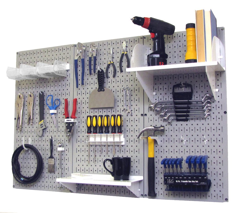 Wall Control Pegboard Organizer 4 ft. Metal Pegboard Standard Tool Storage Kit with Black Toolboard and Black Accessories