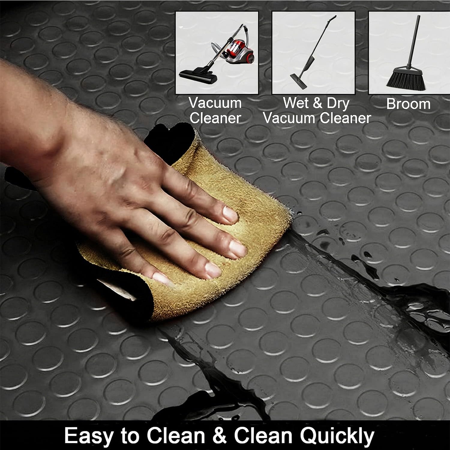 Nisorpa 16.4 x 3.3 FT Garage Floor Mat 1/8" Thick Garage Flooring Roll Heavy Duty Coin-Grip Rubber Flooring Rolls Waterproof Non-Slip Car Parking Mat Floor Protector Mat for Garage, Industry, Workshop