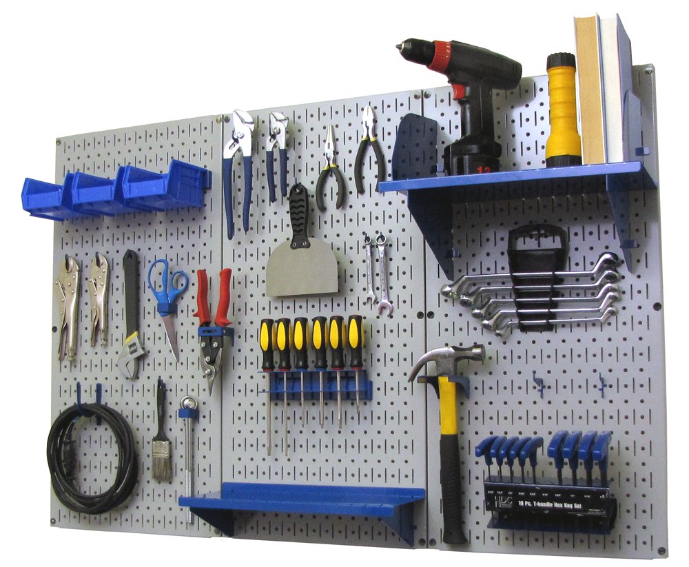 Wall Control Pegboard Organizer 4 ft. Metal Pegboard Standard Tool Storage Kit with Black Toolboard and Black Accessories