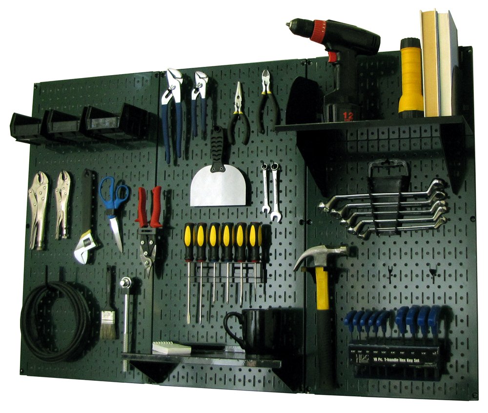 Wall Control Pegboard Organizer 4 ft. Metal Pegboard Standard Tool Storage Kit with Black Toolboard and Black Accessories