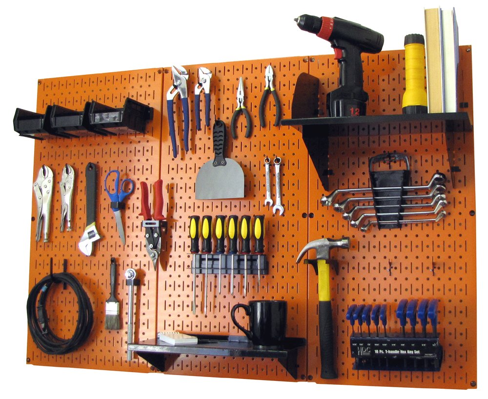 Wall Control Pegboard Organizer 4 ft. Metal Pegboard Standard Tool Storage Kit with Black Toolboard and Black Accessories