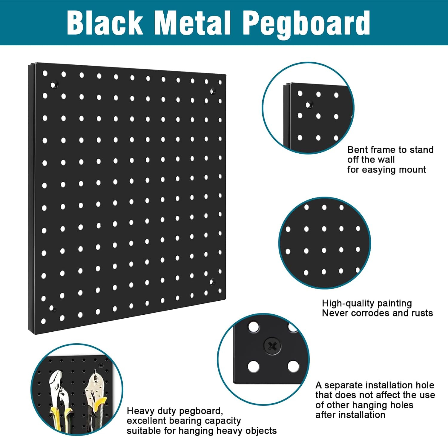 Peg Board Kit, Includes Pegboard and Accessories,with Hooks and Bins,Peg Board Wall Organizer for Office,Ornaments Display,Crafts Organization (129, Black)