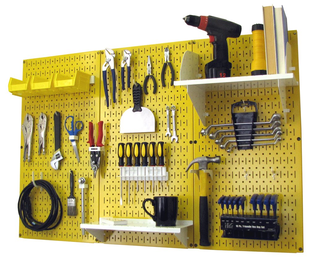 Wall Control Pegboard Organizer 4 ft. Metal Pegboard Standard Tool Storage Kit with Black Toolboard and Black Accessories