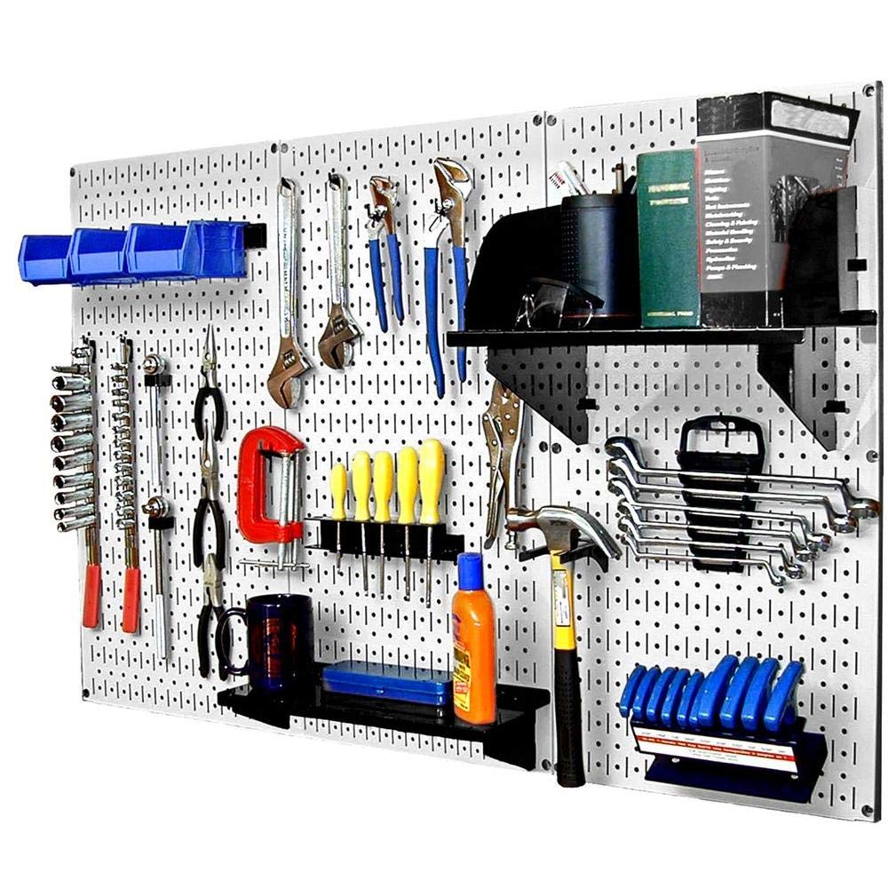 Wall Control Pegboard Organizer 4 ft. Metal Pegboard Standard Tool Storage Kit with Black Toolboard and Black Accessories