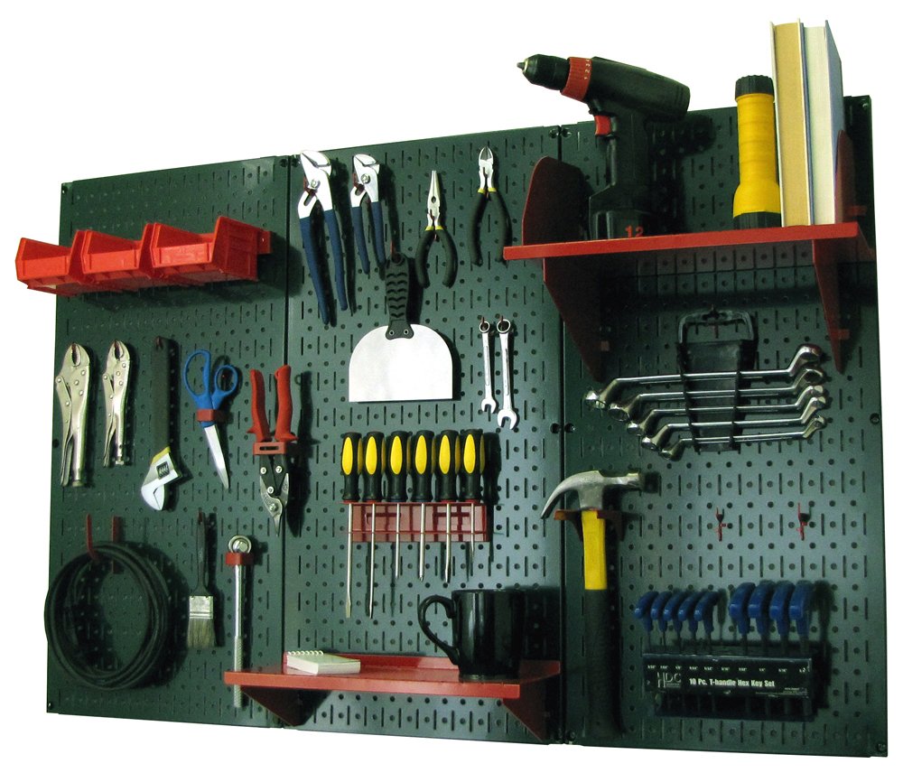 Wall Control Pegboard Organizer 4 ft. Metal Pegboard Standard Tool Storage Kit with Black Toolboard and Black Accessories
