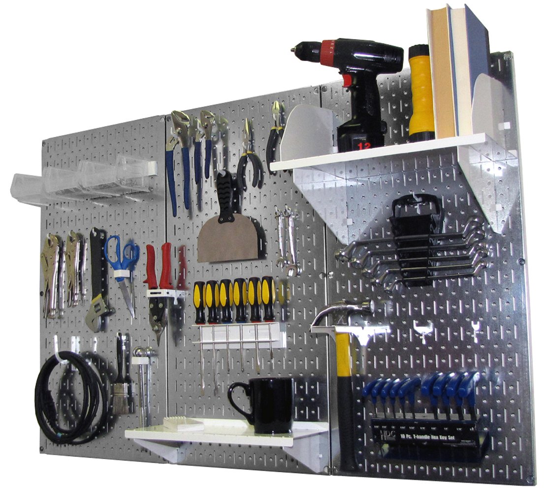 Wall Control Pegboard Organizer 4 ft. Metal Pegboard Standard Tool Storage Kit with Black Toolboard and Black Accessories