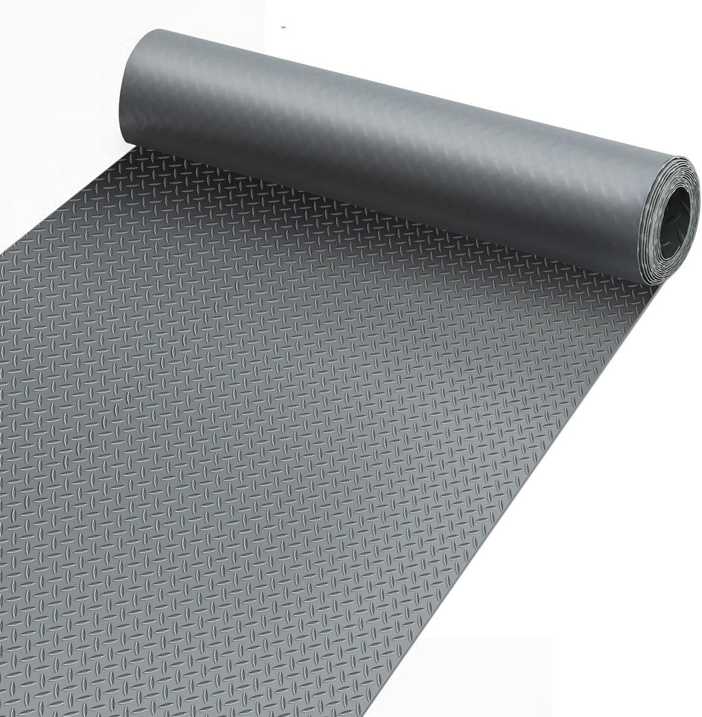 4x10FT Garage Floor Mat, Garage Floor Roll for Under Car, Golf Cart Parking Mat, Diamond Plate PVC Rubber Motorcycle Mat, Non-Slip Floor Protector for Garage Warehouse Trailer