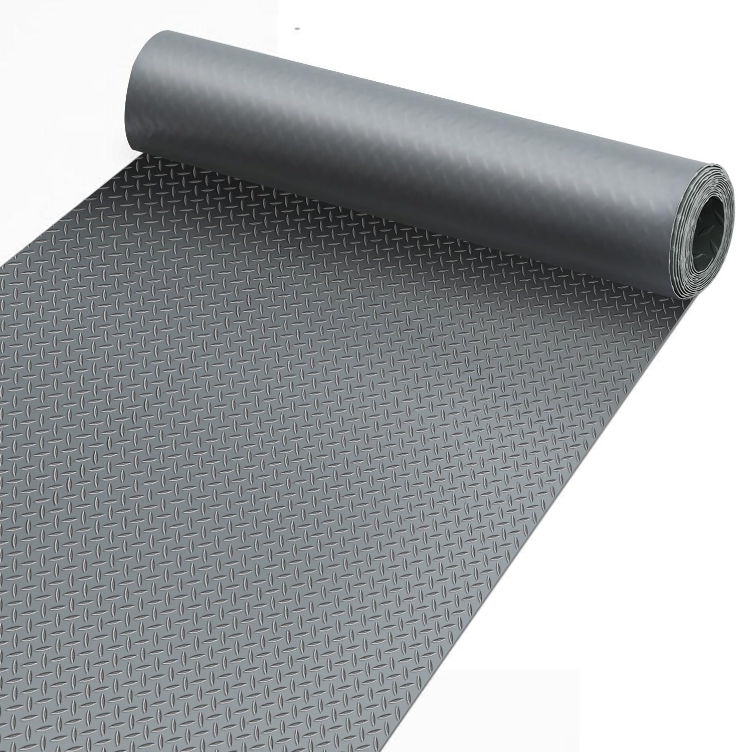 4x10FT Garage Floor Mat, Garage Floor Roll for Under Car, Golf Cart Parking Mat, Diamond Plate PVC Rubber Motorcycle Mat, Non-Slip Floor Protector for Garage Warehouse Trailer