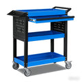 3 Tier Tool Cart on Wheels, Heavy Duty Metal Rolling with Drawers and Pegboards, 660 LBS Load Capacity Tool Storage Cart, Industrial Utility for Garage, Warehouse, Workshop